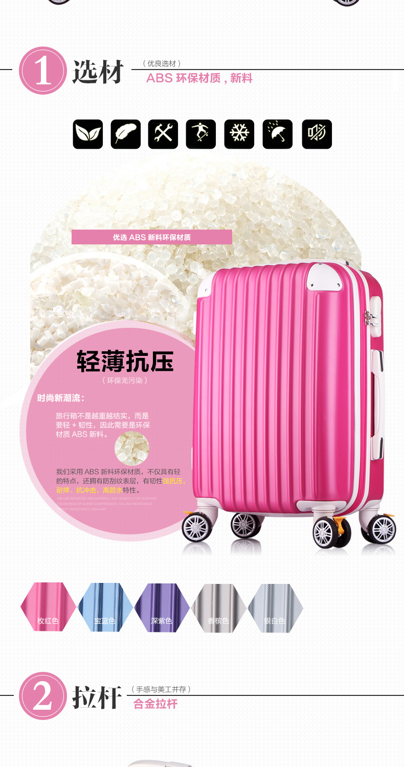 Song Renzi hộp mẹ xe đẩy hành lý nữ phổ bánh xe 22 inch 26 inch mật khẩu vali Hộp cứng Hàn Quốc - Va li vali samsonite