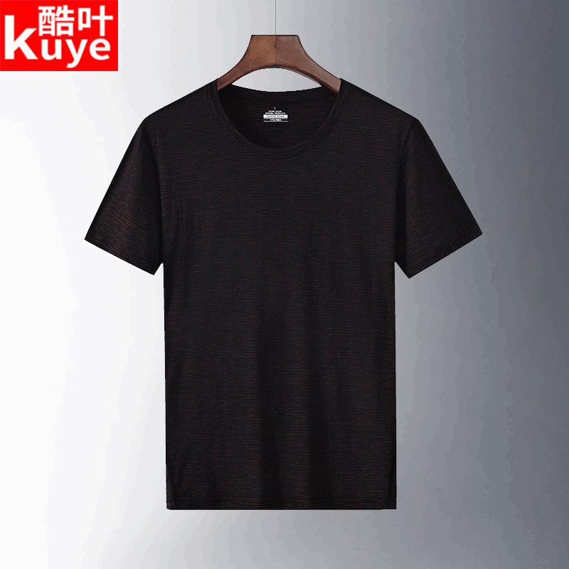 Quick-drying short-sleeved men's summer ice silk elastic breathable sweat absorption Large size quick-drying sports running fitness quick-drying T-shirt