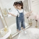 Quần yếm nữ denim 2019 xuân hè mới phiên bản Hàn Quốc thời trang trẻ em nước ngoài trong trang phục quần lửng trẻ em lớn - Quần jean quần bò lót lông cho bé