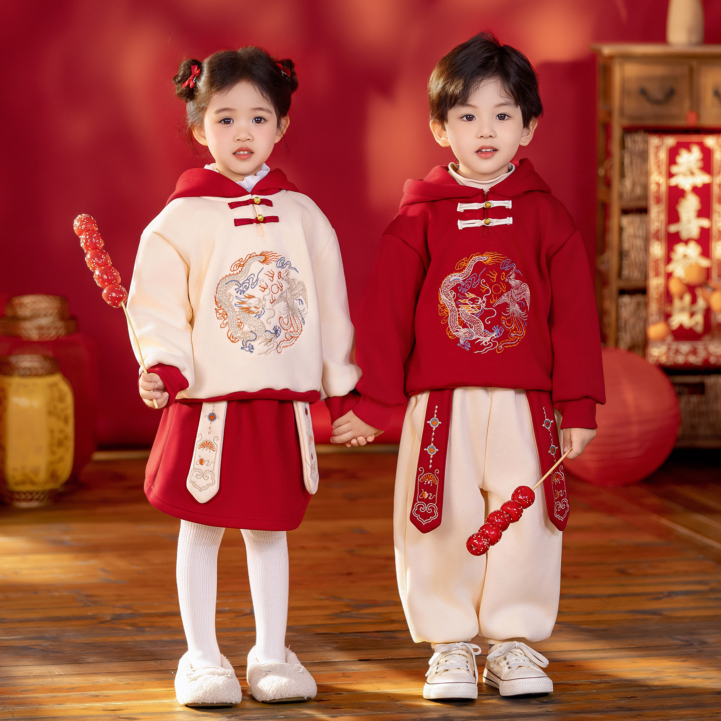 🌟 儿童国风加绒套装,喜庆过新年!🎁-汉服-淘宝好物网