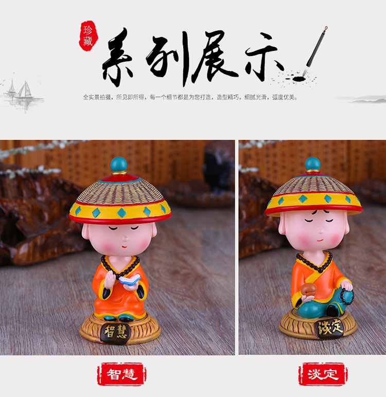 Sáng tạo trang trí xe phụ kiện xe hơi dễ thương lắc đầu nhà sư nhỏ an toàn xe nước hoa đồ trang trí xe cung cấp trang trí nội thất oto