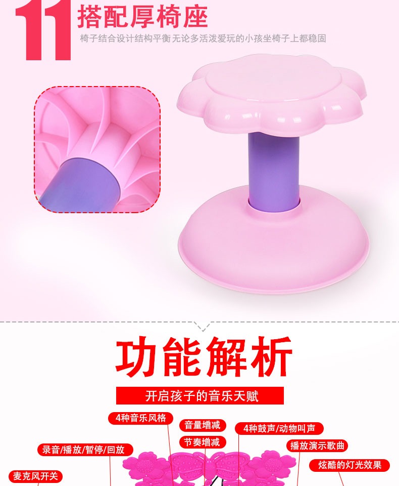 Bàn phím trẻ em 1-3-6 tuổi Cô gái mới bắt đầu bé piano đa chức năng có thể chơi sạc - Đồ chơi âm nhạc / nhạc cụ Chirldren đồ chơi âm nhạc điện tử cho trẻ