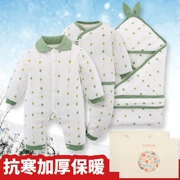 Bộ đồ cotton cho bé mùa thu và mùa đông ấm áp dày lên 0-1 tuổi nam nữ đồ lót trẻ sơ sinh quần áo hộp quà tặng