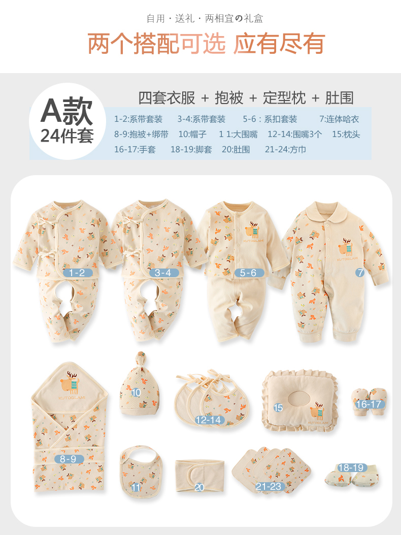 Quần áo trẻ em cotton mùa hè món quà sơ sinh đặt 0-3 tháng mùa xuân và mùa thu đầu tiên trăng tròn nữ bé nguồn cung cấp