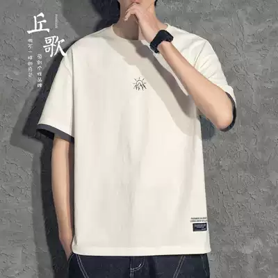Japanese fake two men's short sleeve T-shirt Tide brand summer cotton loose boy white trend clothes T-shirt