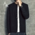 Qiu Ge 2018 thu đông mới màu rắn Nhật Bản cardigan nam áo len lỏng nam tăng trưởng tay áo len áo len nam shop thời trang nam Cardigan