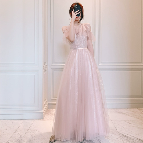 Розовое летнее платье подружки невесты, длинное вечернее платье, юбка, длина макси, простой крой