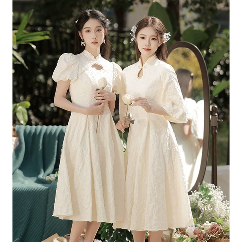 Костюм подружки невесты 2025 Новая свадебная подружка невесты Группа Шампанское китайская сестра Юбка обычно может носить платье на выпускной