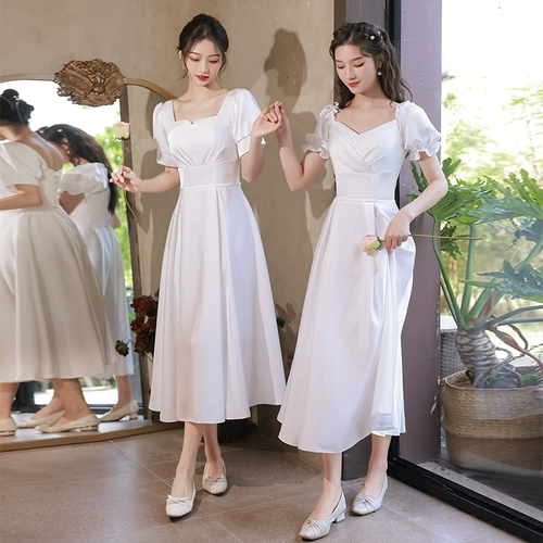 Белое летнее платье подружки невесты