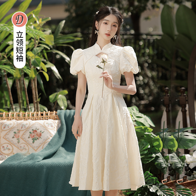  L+Long, champagne color, mid-length  