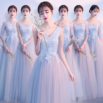 Gray bridesmaid dress 2021 new summer fairy quality long section sister group wedding thin dress skirt female performance suit