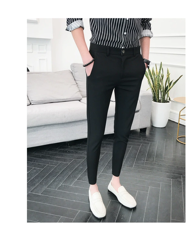 Áo phao mùa hè mới nam chất rắn màu chín quần âu phiên bản Hàn Quốc của xu hướng quần thun co giãn chân quần nam