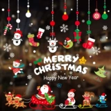 Стеклянные рождественские наклейки, электрический креативный декор на стену, не оставляет следов