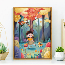 Forest Girl Cartoon Cross Embroidered 2022 New Thread Embroidered Children Cute Small Yourself Embroidered Simple Handmade Scenery