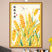 Scion Pingan Cross embroidered 2022 new line embroidered living room Xuanguan Brief modern wheat ears scenery herself embroidered