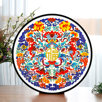 Group flower polyfoo cross stitch 2021 new living room bedroom Xuanguan line embroidered new Chinese small pieces round fu character embroidery