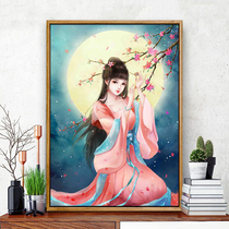 Moonlight Xianzi Cross embroidered 2021 new living room bedroom Xuanguan line embroidered with ancient wind Beauty Little pieces handmade yourself