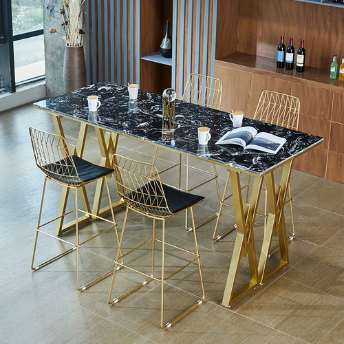 Nordic ins net net red iron art bar house house и стул дома высокий стол для чая, чай, купиц, длинные столы с длинным столом твердым древесином