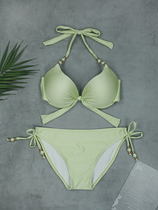 New Pearlescent Steel Support Sexy Lace Big Breast Triangle Bikini Swimsuit Europe and America Beach Bikini Vacation 2012