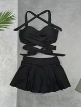 Sexy steel support new type of meat-covering big breasts split two-piece high-waisted skirt conservative meat-covering female swimsuit DEFG cup