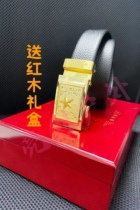 General belt automatic buckle 24k starry cowhide leather belt gift mahogany packaging business leisure Wild