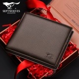 Septwolves, короткий кожаный модный бумажник, из натуральной кожи, воловья кожа, коллекция 2021, 2020