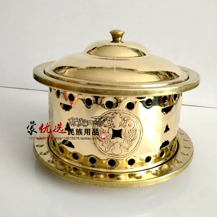 Milk tea pot hot pot Inner Mongolia featured handicraft pure copper thickened milk tea pot 5 pieces of pure copper Mongolian milk tea pot