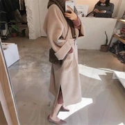 Áo khoác len hai mặt Hepburn gió nữ 2018 mùa đông mới buông xõa dài sinh viên áo cashmere mùa thu