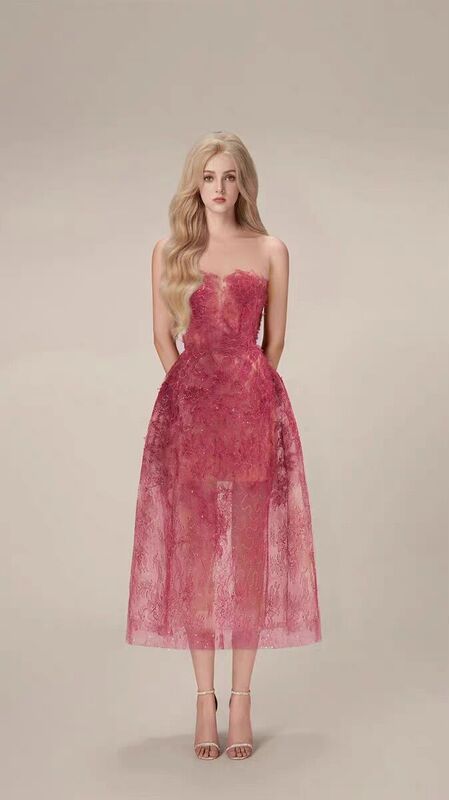 2024 Spring/Summer New Vietnamese Niche Pure Desire Style Three-Dimensional Lace Evening Dress with Atmosphere