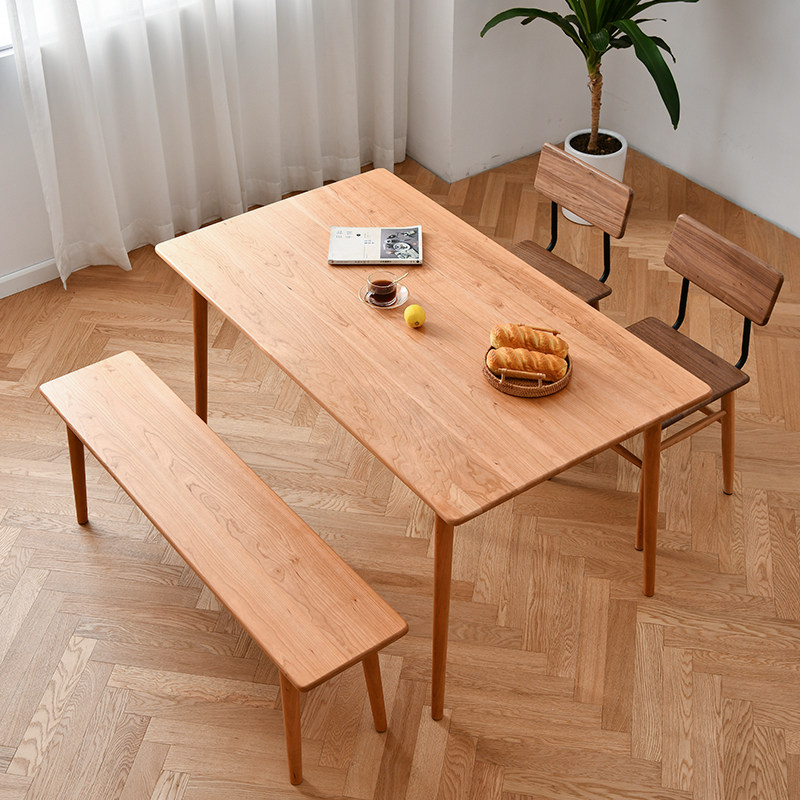 Nordic Small Family Dining Hall Walnuts Wood Table Day Style Home Cherry Wood Table Brief Oak Dining Table And Chairs Combination