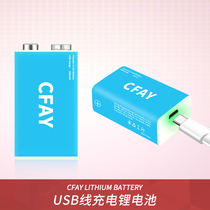 CFAY 9v volt lithium battery USB rechargeable large capacity multimeter Guitar 6F22 microphone instrument instrument Lithium battery