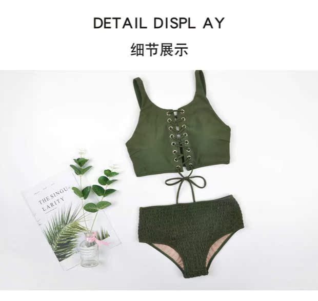 Extravagant 2019 bikini mới màu xanh quân đội không có thép hỗ trợ tập hợp cúp ngực gợi cảm cá tính áo tắm nữ - Bikinis ao tắm