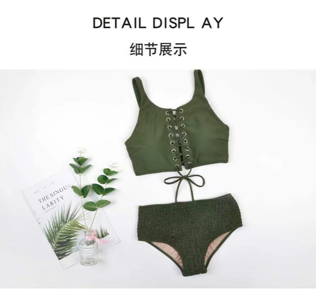 Extravagant 2019 bikini mới màu xanh quân đội không có thép hỗ trợ tập hợp cúp ngực gợi cảm cá tính áo tắm nữ - Bikinis