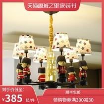 Childrens room creative chandelier boy creative Nordic cartoon soldier bedroom lamp British wind Net red American lamp