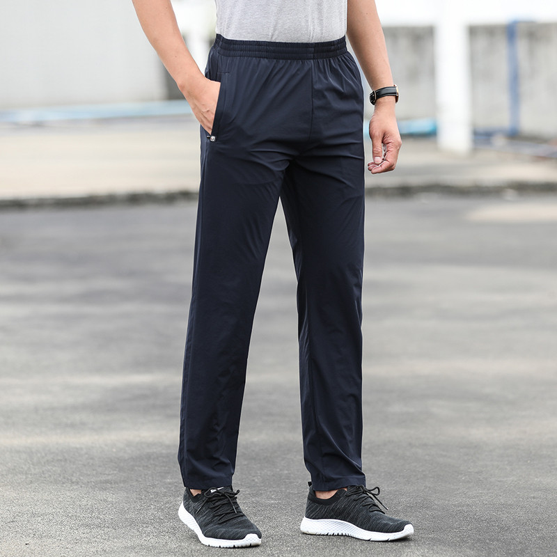 Speed Dry Pants Men Sport Long Pants New Summer Slim ice silk Gats plus size Loose Straight Silo Casual Men Pants