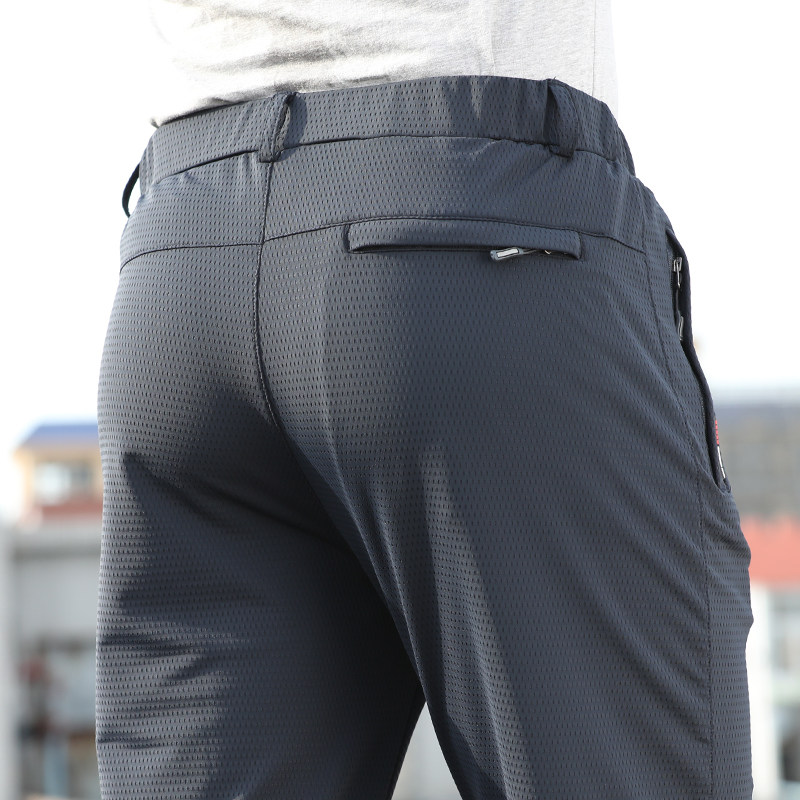 Summer Slim ICE WIRE PANTS MEN CASUAL PANTS Breathable Loose Loose Mesh Air Conditioning Men Pants Ultra Slim Speed Dry Sports Pants