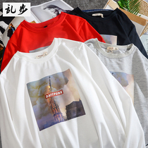 Long sleeve sweater men Autumn Tide brand Hong Kong style printing thin base shirt trend ins loose lovers clothes