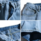 Мужские синие джинсы, штаны для отдыха, свободный прямой крой, в корейском стиле