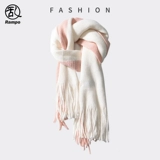 Двухцветный шарф подходит для мужчин и женщин для школьников, зимняя универсальная удерживающая тепло накидка с кисточками, подарок на день рождения