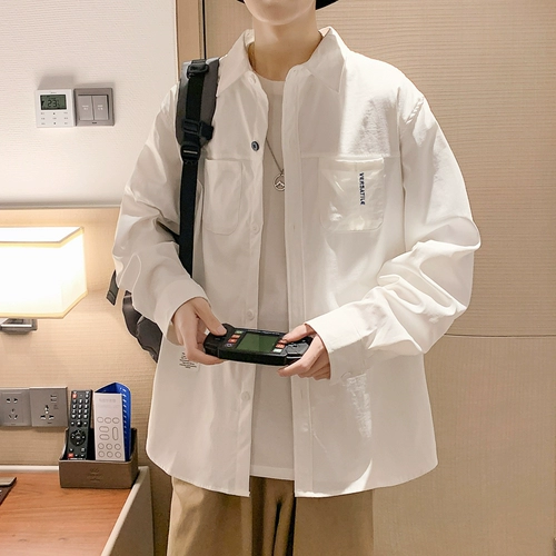 Трендовая рубашка, демисезонный лонгслив для влюбленных, футболка, куртка, в корейском стиле