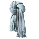 Двухцветный шарф подходит для мужчин и женщин для школьников, зимняя универсальная удерживающая тепло накидка с кисточками, подарок на день рождения