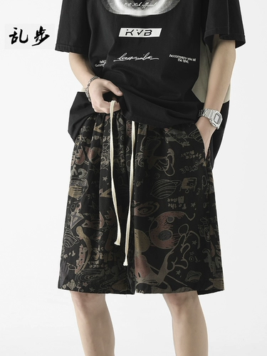 Летние шорты, трендовые хлопковые пляжные штаны, в американском стиле, подходит для подростков, цветочный принт