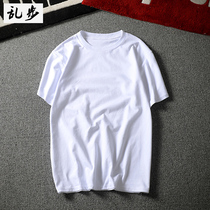 Mens short-sleeved t-shirt Mens summer solid color loose half-sleeved T-shirt Cotton round neck simple top Bottoming shirt Mens