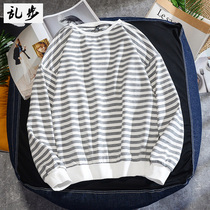 Autumn thin Japanese striped loose pullover Korean version of ins Super fire cec student sweater trend coat mens clothing