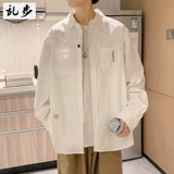 Трендовая рубашка, демисезонный лонгслив для влюбленных, футболка, куртка, в корейском стиле