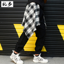 New High Street hem decoration waist lace-up streamer fake plaid shirt hem accessories belt tide for men and women