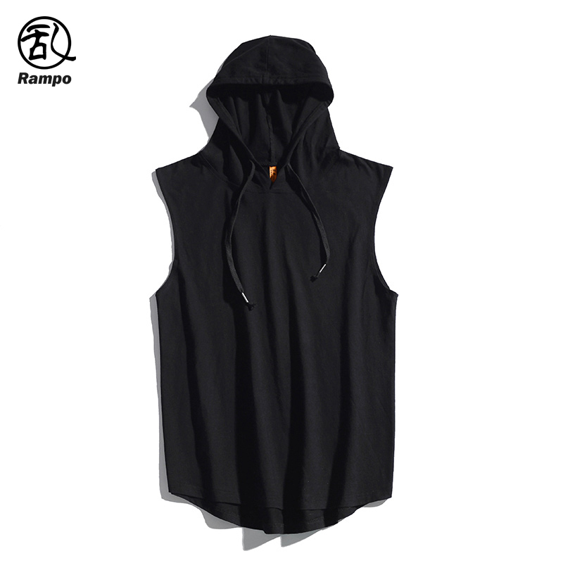 Summer Fitness Hooded Vest Outerwear Trendy Brand Pure Cotton Sleeveless Top Personalized Trendy Sports Vest Men's
