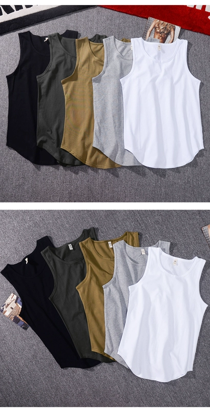 Quần cotton nam treo băng rộng dài đoạn liền màu vest châu Âu và Mỹ dạo phố xuân hè cao cấp lấy áo không tay dưới đáy triều - Áo vest cotton áo phao lông vũ