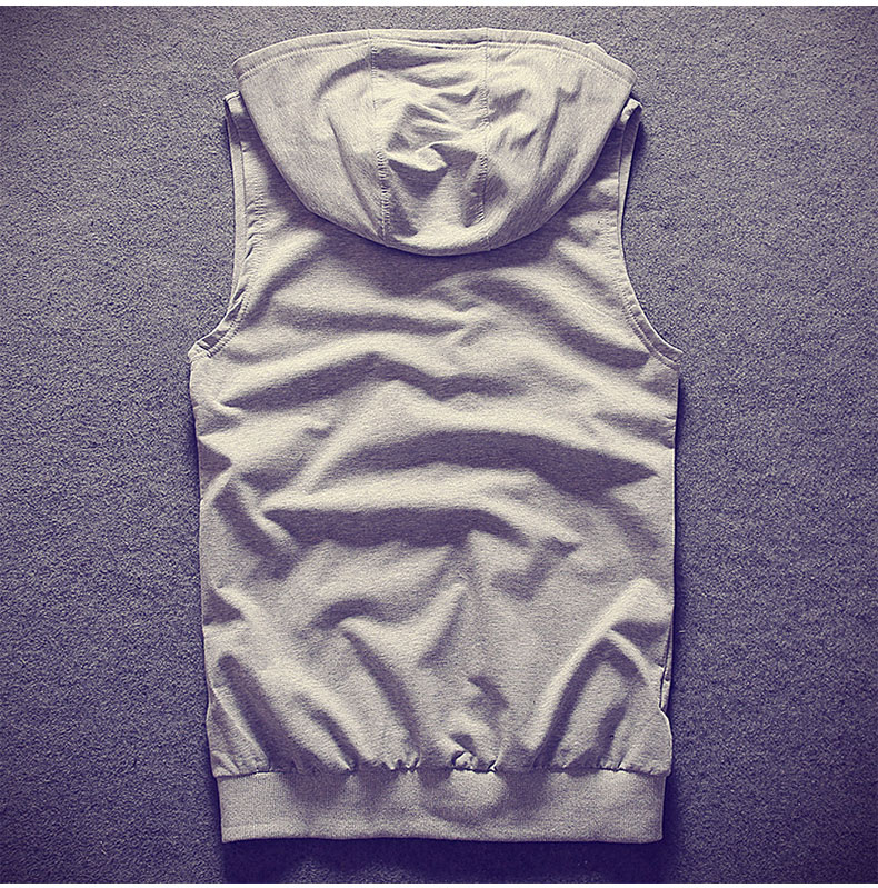 Của nam giới đầu mùa xuân và mùa hè mặc dưới vest đan trùm đầu cardigan không tay áo len Hàn Quốc phiên bản của triều thương hiệu tập thể dục vest áo len không tay nam