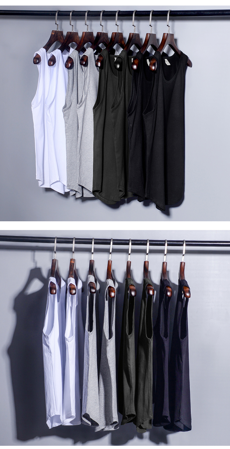 Quần cotton nam treo băng rộng dài đoạn liền màu vest châu Âu và Mỹ dạo phố xuân hè cao cấp lấy áo không tay dưới đáy triều - Áo vest cotton áo khoác nam hàn quốc mùa đông